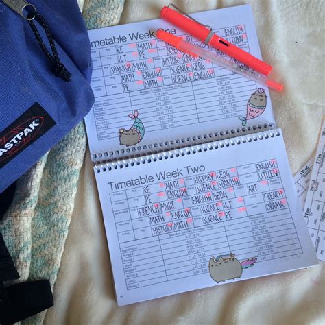 Pusheen Timetable Pusheen Math Ict