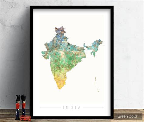 India Map Country Map of India Art Print Watercolor - Etsy