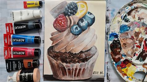 How To Paint A Delicious Cupcake Acrylic Painting Tutorial By Cheryl