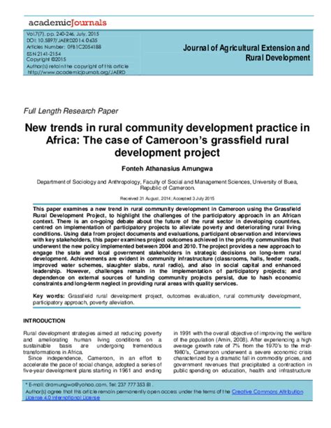 Pdf Journal Of Agricultural Extension And Rural Development