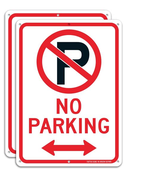 Buy 2 Pack No Parking Sign With Symbol With Arrows Sign 10 X 7