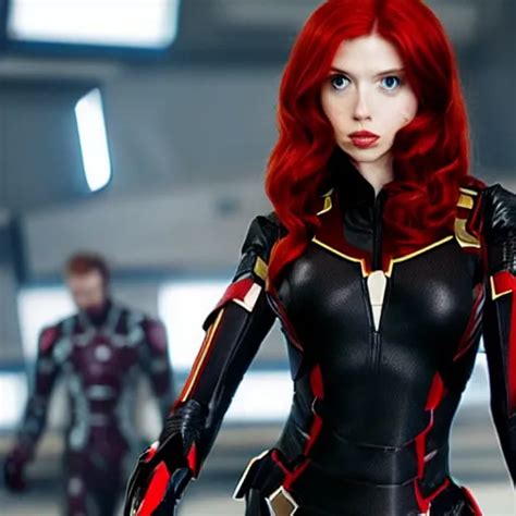 A Still Photograph Of Amouranth As Black Widow In Iron Stable