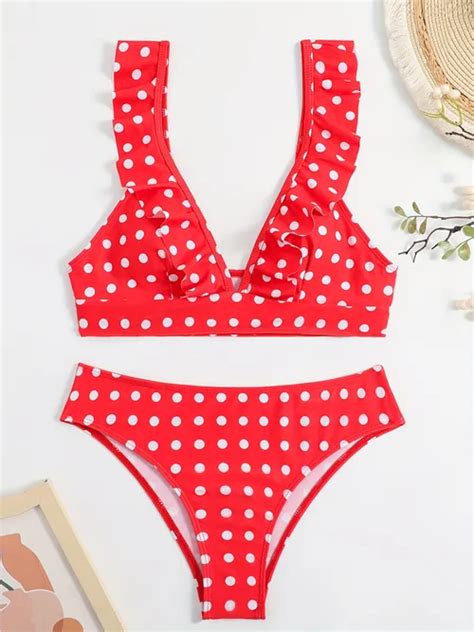 Polka Dot Bikini Swimwear Temu