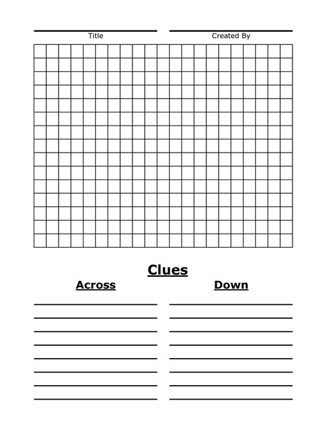 Printable Blank Crossword Grid - Printable Crossword Puzzles