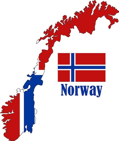 Mapa E Bandeira Da Noruega Vetor Premium