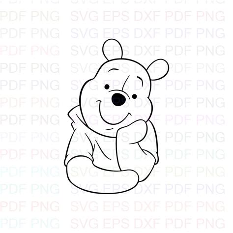 Bear Winnie The Pooh Outline Svg Stitch Silhouette Etsy