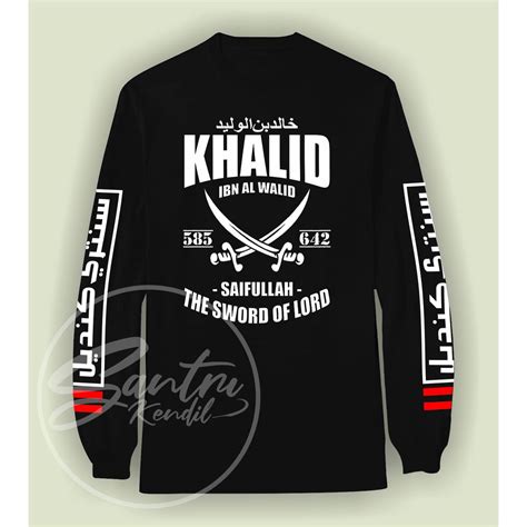 Jual KAOS KHALID BIN WALID ANAK DAN DEWASA 100 CATTON COMBED PREMIUM