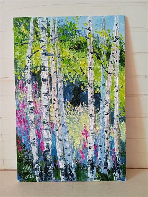 Birch Tree Painting Original Art Landscape Oil Painting 7.811.8inch by ...