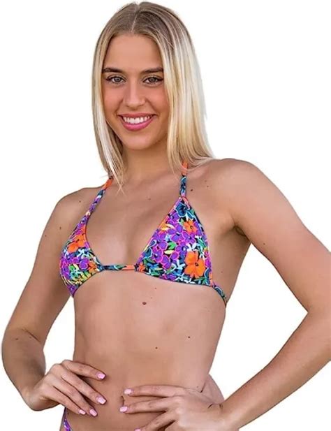 Rare Wicked Weasel Archive Sale Neon Bloom Multi Tri Bikini Top L