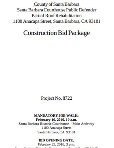 Construction Bid - 24+ Examples, Templates, Format, Google Docs, Google Sheets, Excel, Word ...