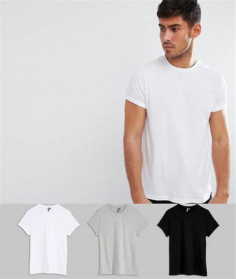 Asos T Shirt With Roll Sleeve 3 Pack Save Multi Asos Menswear Asos