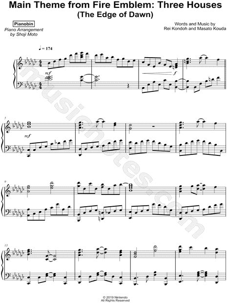 Pianobin Main Theme From Fire Emblem Three Houses Sheet Music Piano Solo In Eb Minor