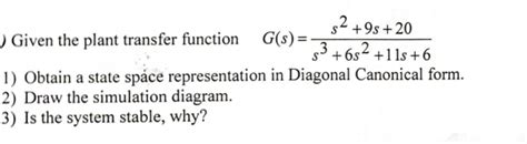 Answered Given The Plant Transfer Function G S  Bartleby