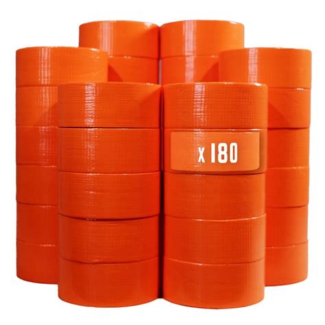 Lot de 180 Rubans adhésifs toilés orange 50 mm x 33 m Rouleau adhésif