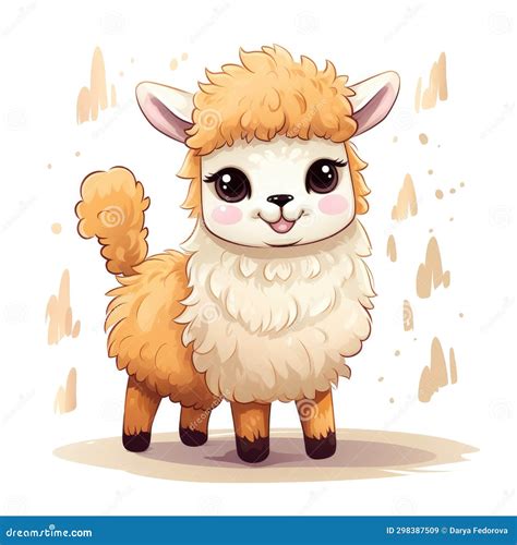 Cute Cartoon 3d Character Lama on White Background Stock Illustration ...
