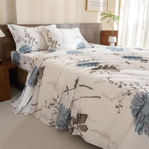 Amazon QSH 100 Cotton Sheets For Queen Size Bed White Floral