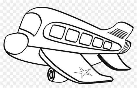 Cartoon Airplane Black And White Clipart