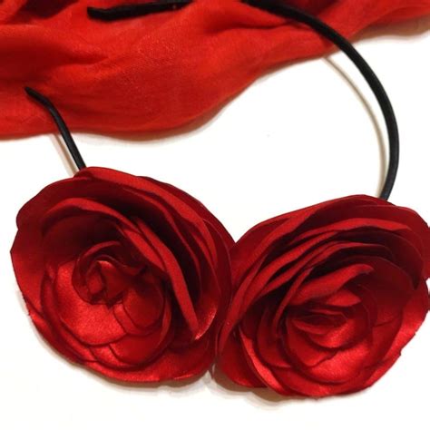 Red Rose Headband Etsy