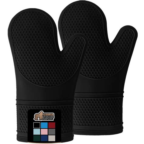 Buy Gorilla Grip Heat And Slip Resistant Silicone Oven Mitts Set Soft Cotton Lining Waterproof