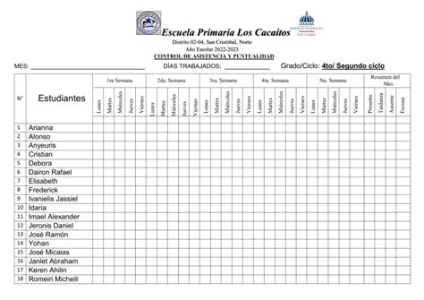 CONTROL DE ASISTENCIA Y PUNTUALIDAD