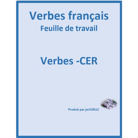 Verbes CER en français Feuille de travail