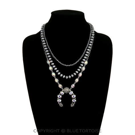 3row Squash Blossom Pendant Necklace Bluetortoisewholesale