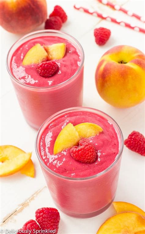 Raspberry Peach Smoothie Deliciously Sprinkled