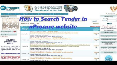 How To Search Tender In NProcure Website Without Login I Bina Login