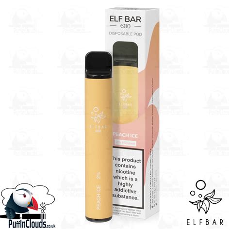 Peach Ice ELFBAR 600 Disposable Pod Puffin Clouds Ltd