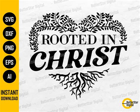 Rooted In Christ SVG Christian SVG Religious Tree Decal Etsy