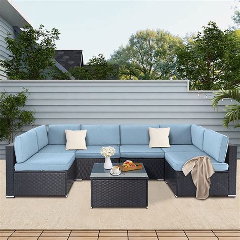 Betterland 7 Piece Outdoor Sectional Sofa Patio Furniture Set All