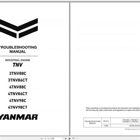 Yanmar Industrial Engines Tnv Series Troubleshooting Manual Dtn