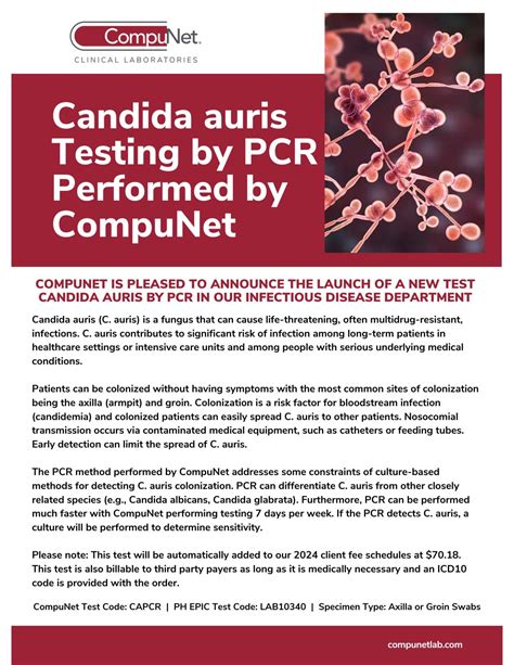 Candida Auris Testing By Pcr Performed By Compunet Compunet Clinical