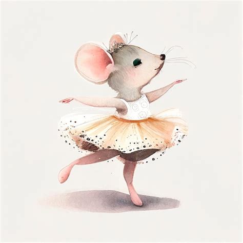 Premium Photo Cute Mouse Painted In Watercolor With A Ballerina Tutu