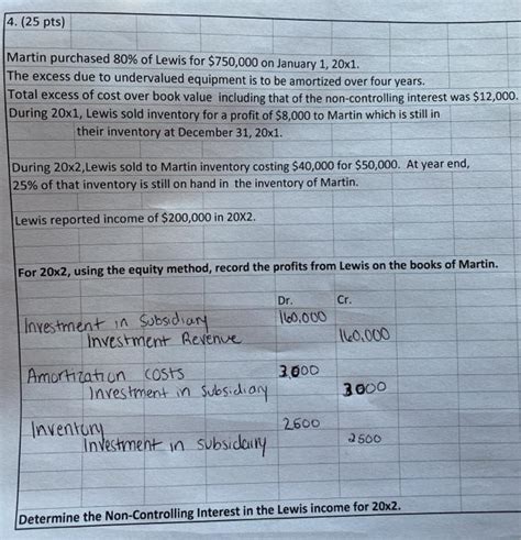 Solved 4 25 Pts Martin Purchased 80 Of Lewis For Chegg