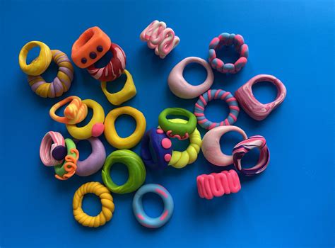 CHUNKY Polymer Rings Etsy In 2021 Diy Clay Rings Polymer Clay