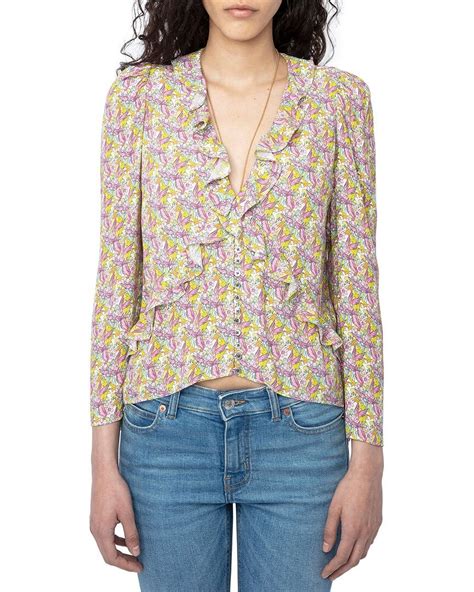 Zadig Voltaire Womens Tresse Crepe Liberty Wings Shirt M Walmart