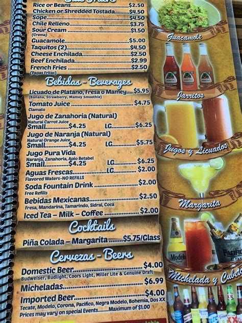 Menu At Cielito Lindo Restaurant Riverside