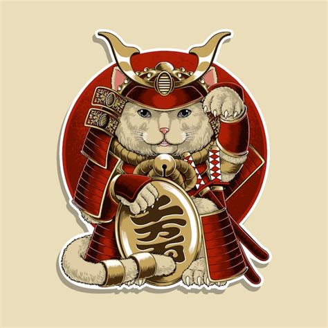 Premium Vector Illustration Of Samurai Neko From Japanese Lucky Cat