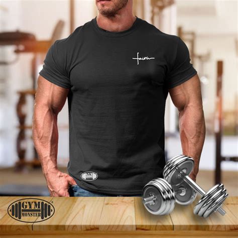 Faith T Shirt Pocket Gym Clothing Bodybuilding Training Workout Exercise Kick Boxing Martial