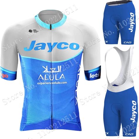 Team Jayco Alula Cycling Jersey Set Short Sleeve Blue Men Clothing