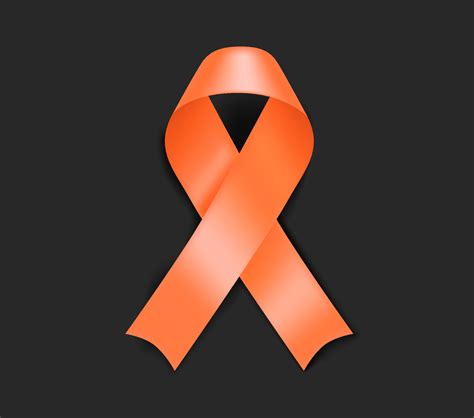 Uterine Cancer Awareness Symbol Peach Ribbon Isolated On Black