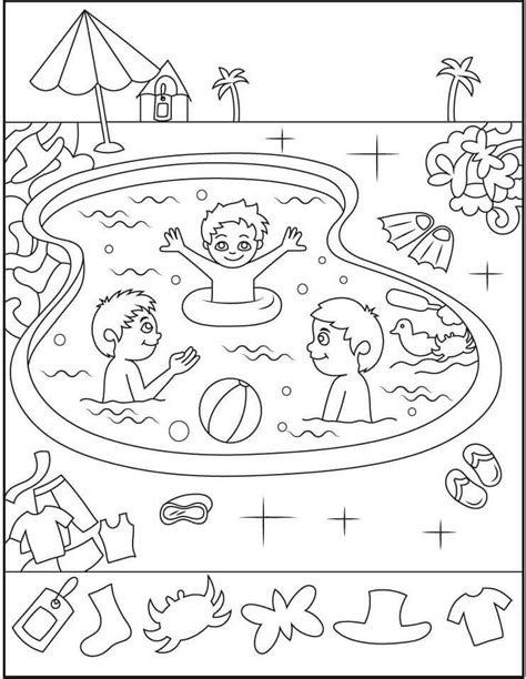 Ni Os En Piscina Para Colorear Imprimir E Dibujar Coloringonly