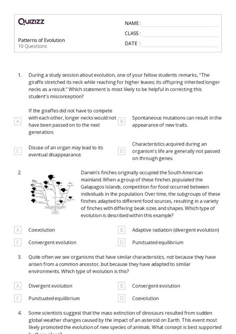 50 Evolution And The Tree Of Life Worksheets On Quizizz Free And Printable