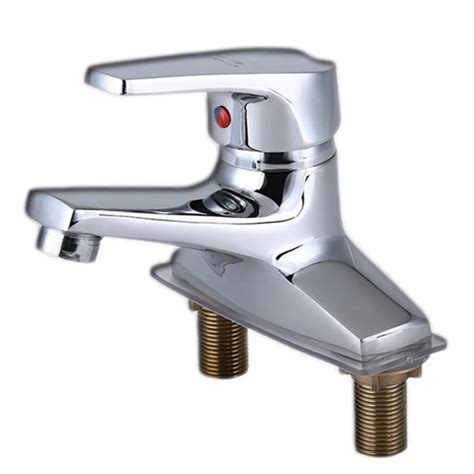 Dual Hole Hot and Cold Water Mixer Faucet Bathroom Single Handle ...