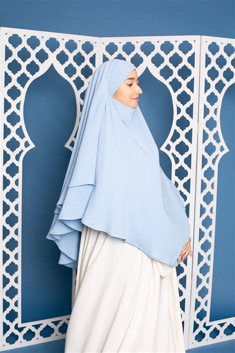 Hellblauer Doppelschleier Khimar