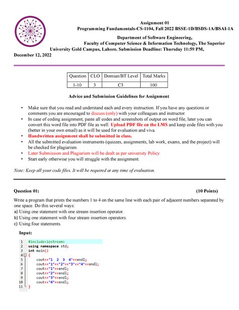 Assignment 02 PF Fall2022 Assignment 01 Programming Fundamentals CS