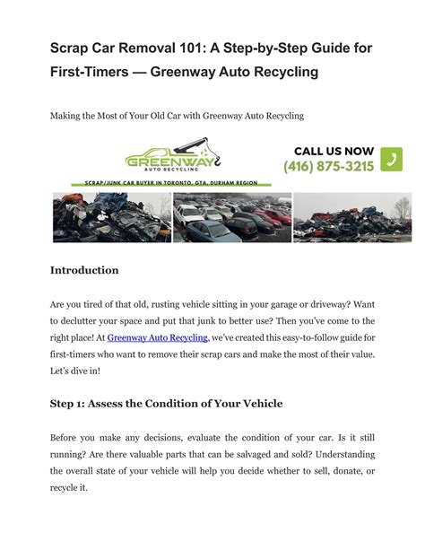 Scrap Car Removal 101 A Step By Step Guide For First Timers — Greenway