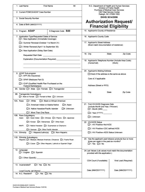 Fillable Online Epi Publichealth Nc DHHS 30143056 Authorization Request