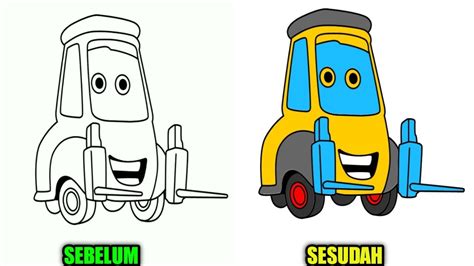 Mewarnai Gambar Mobil Forklift Mobil Pengangkut Barang Berat Cara